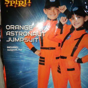 SPIRIT Orange Astronaut Jumpsuit Costume-CHILD Large 12-14-NASA Suit & Hat*NEW*